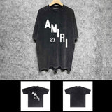 Amiri washed t-shirt ladder text printing short sleeves