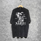 Amiri washed t-shirt ma printing short sleeve