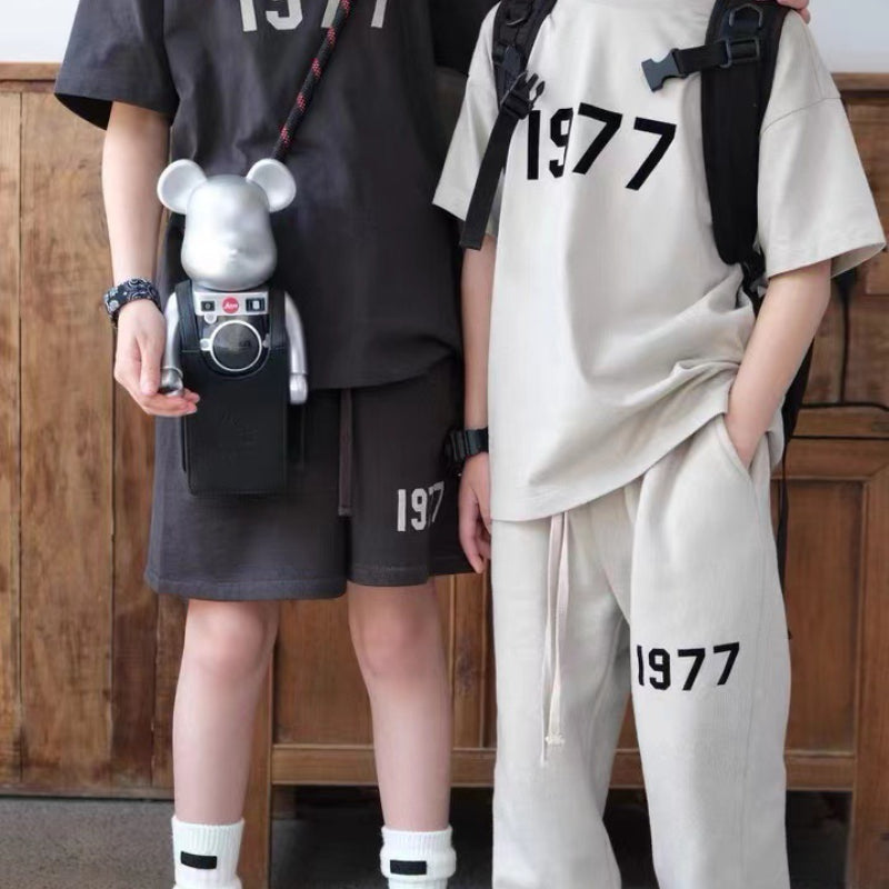 Fear of God Essentials Kids 1977 Shorts Children Loose-Fitting Pure Cotton Short Sleeves