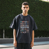 Mens Vintage T Shirt Cartoon Print Short Sleeve