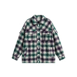 Unisex Shirt Woolen Plaid Long Sleeve Shirt