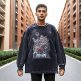 Mens Vintage Long Sleeve Shirt Printed Wash Vintage Long Sleeve