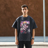 Mens Vintage T Shirt Cartoon Print Short Sleeve