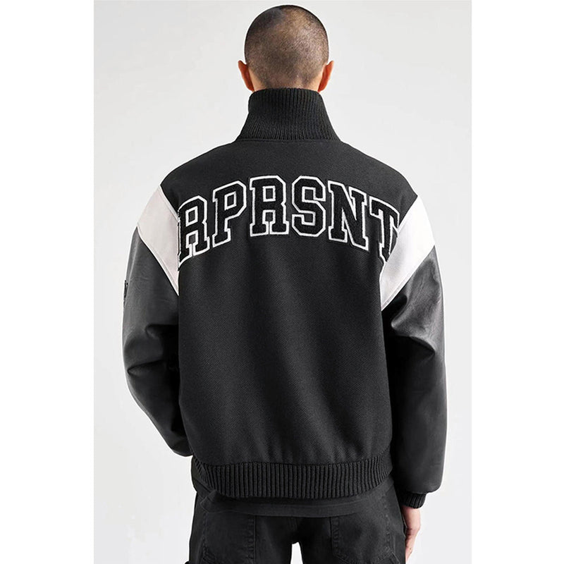 Unisex Baseball Jersey Represents Loose Leather Sleeve Baseball Jacket