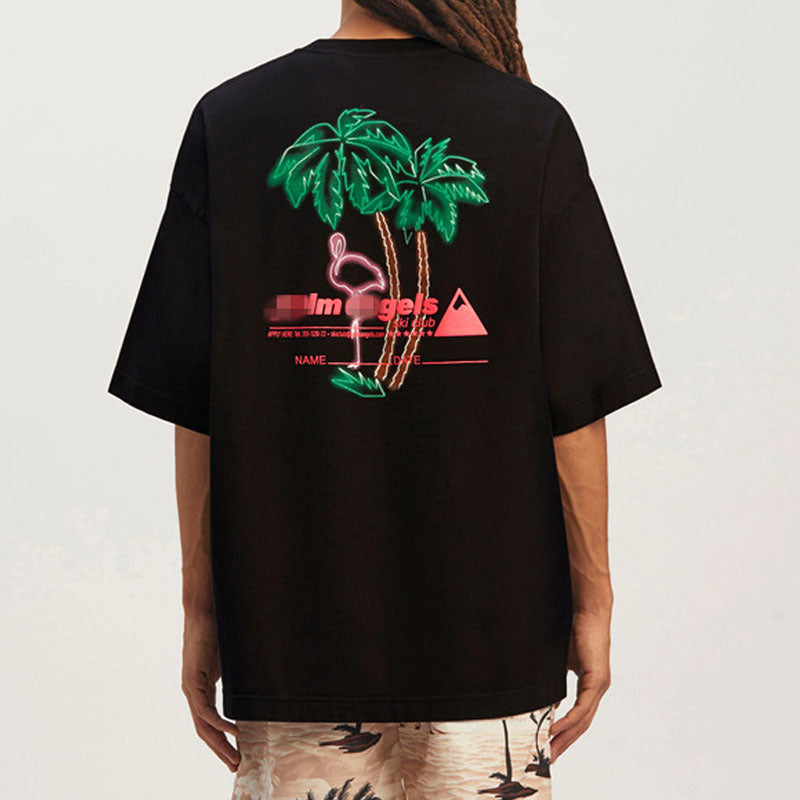 Palm Angle T Shirts Flamingo Coconut Pattern Printing