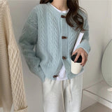 Women Knitted Cardigan Solid Color