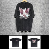 Amiri washed t-shirt flying eagle medal printing short sleeve