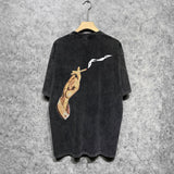 Amiri washed t-shirt smoke printing short sleeves