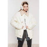 Unisex Coat Lamb Fur Lapel Winter PU Leather