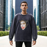 Mens Vintage Long Sleeve Shirt Men's Crew Neck Pullover T-Shirt