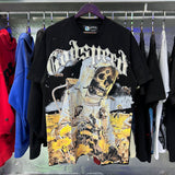 Godspeed T Shirts Skull Bee Sunflower Print Cotton Short Sleeve Men and Women