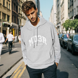 Mens Hoodie Casual Satin Patch Letter Embroidery