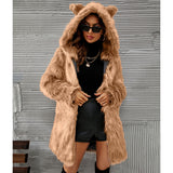 Women Fur Jacket Warm and Cute Long Plush Coat