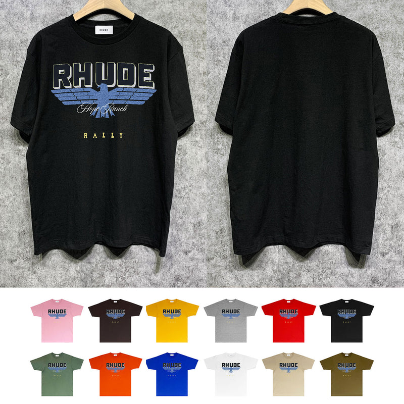 Rhude T Shirts Printed Trendy Pure Cotton