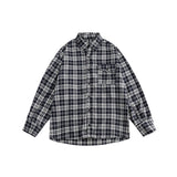 Unisex Shirt Retro Loose Long Sleeve Plaid Shirt