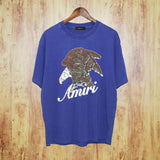 Amiri washed t-shirt brown flying eagle printing short sleeve