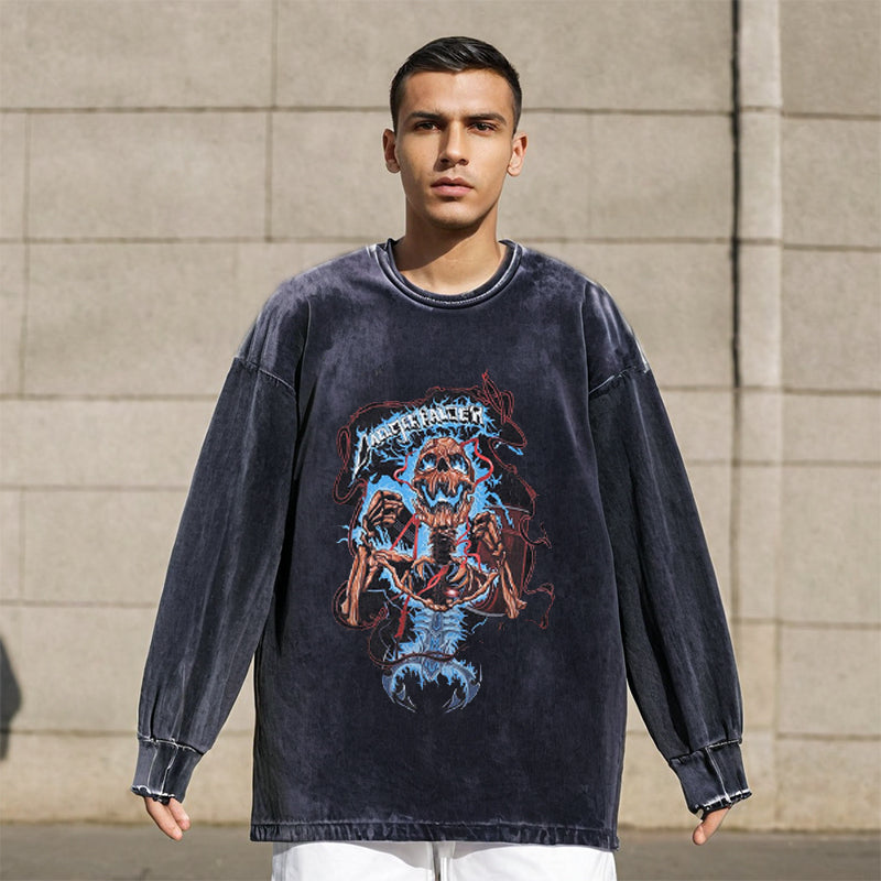 Mens Vintage Long Sleeve Shirt Autumn and Winter Long Sleeve T-Shirt