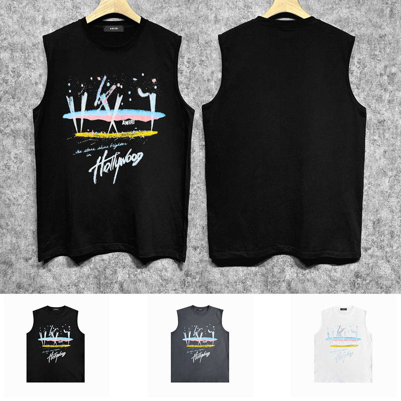 Amiri tank top hollywood rainbow printing