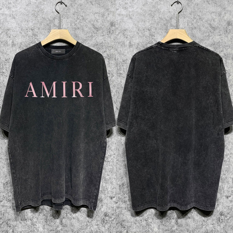 Amiri washed t-shirt pink letterprinting short sleeves