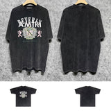 Amiri washed t-shirt lion medal printing short sleeve