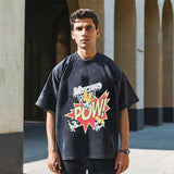 Mens Vintage T Shirt Flying Little Police Wash Short Sleeve T-Shirt
