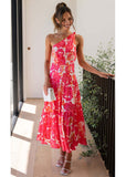 Women Dress plus Size Sloping Shoulder Dress