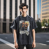 Mens Vintage T Shirt Washed Short Sleeve T-Shirt Men's Summer