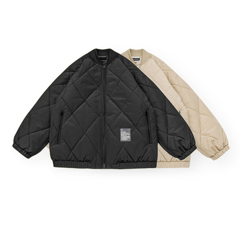 Unisex Coat Diamond Lattice Coat Loose Baseball Uniform