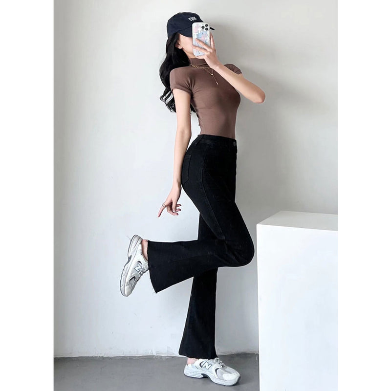 Women Jeans Spicy Girl Retro Stretch Flared Pants