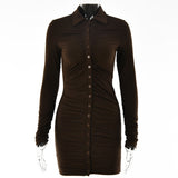 Women Dress Sexy Hot Girl Tight Pleated Dress