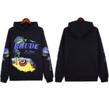 Rhude Hoodie Beach Coconut Letter Print Hooded Sweater Jacket