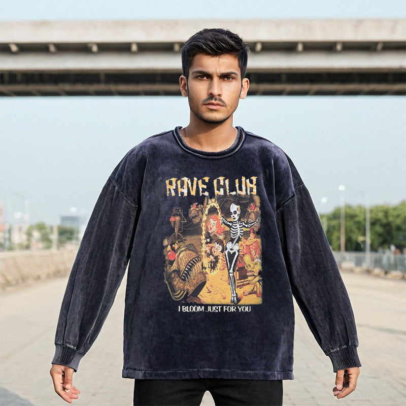 Men's Vintage Long Sleeve Shirt Autumn and Winter Men's Long Sleeve T-Shirt