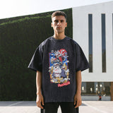 Mens Vintage T Shirt Short Sleeve T-Shirt Men's and Women's Wash