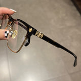 CHH Chrome Hearts Glasses pure titanium semi-square large face men and women retro trendy myopia flat light