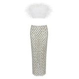 Women Dress Mesh Two-Piece Set Elegant Evening Dress