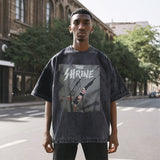 Mens Vintage T Shirt Printed Washing Water Short Sleeve T-Shirt