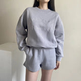 Women Hoodie Sweater Set Embroidery Loose Two-Piece Suit