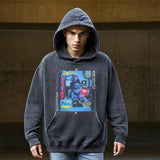 Mens Vintage Hoodie Washed Hooded Sweater Men and Women