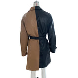 Women Trench Coat Mid-Length Temperament PU Leather Jacket