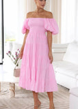 Women Dress 2 US Puff Sleeves for Holiday Show Thin and Long