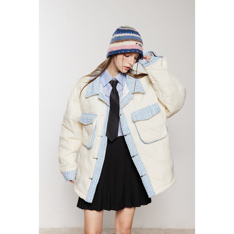 Unisex Coat Diamond Lattice Winter Warm Coat