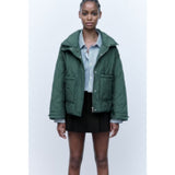 Women Cotton Coat Fashion Casual Stand Collar Coat