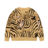 Kapital Sweater Vintage Jacquard Tiger Totem Knitted round Neck Japanese-Style Retro Knitted Pullover Sweater