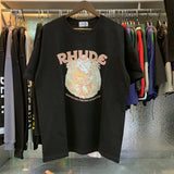 Rhude T Shirts Printed Cotton Casual Short Sleeve Men and Women