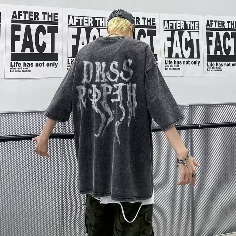 Men T Shirt Butterfly Retro Heavy Oversize Summer