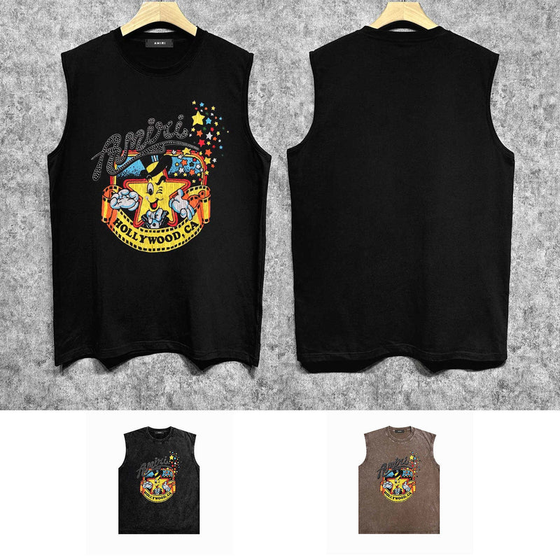Amiri tank top cartoon starfish printing