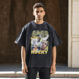 Mens Vintage T Shirt Washing Water Short Sleeve T-Shirt Men