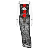 Women Dress Sexy Fashion Lace See-through Dress