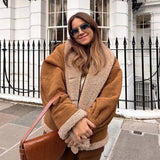 Women Cotton Coat Suede Thick Faux Lamb Fur Coat