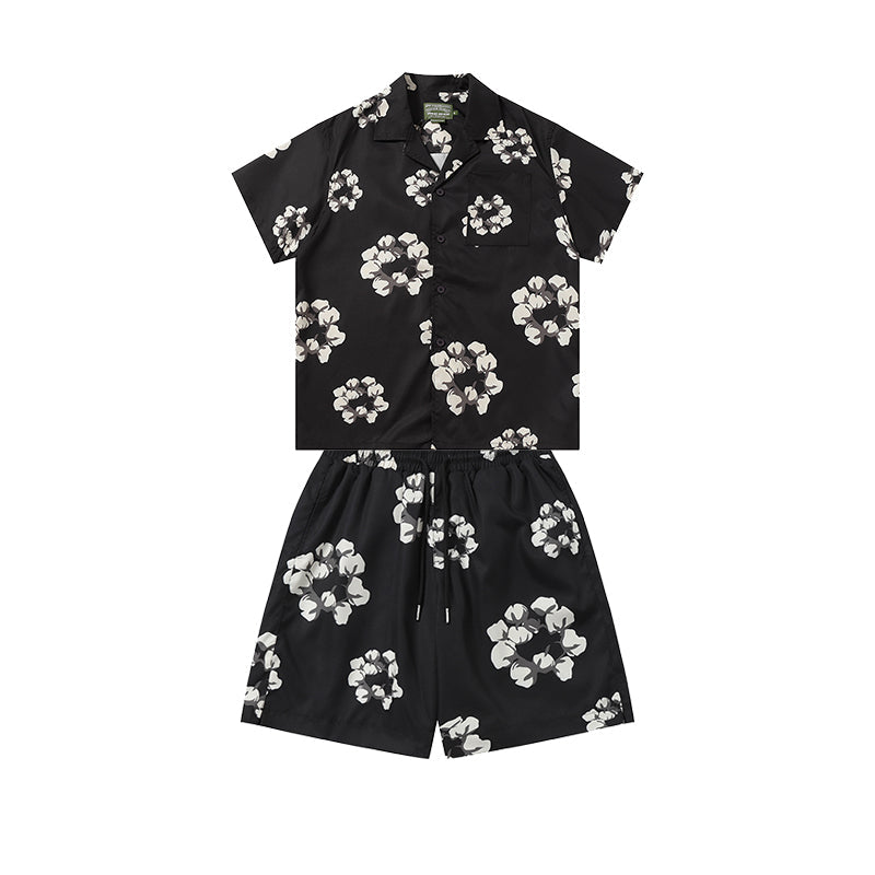 Denim Tears T shirt & Shorts 2 Piece Set Button cardigan woven